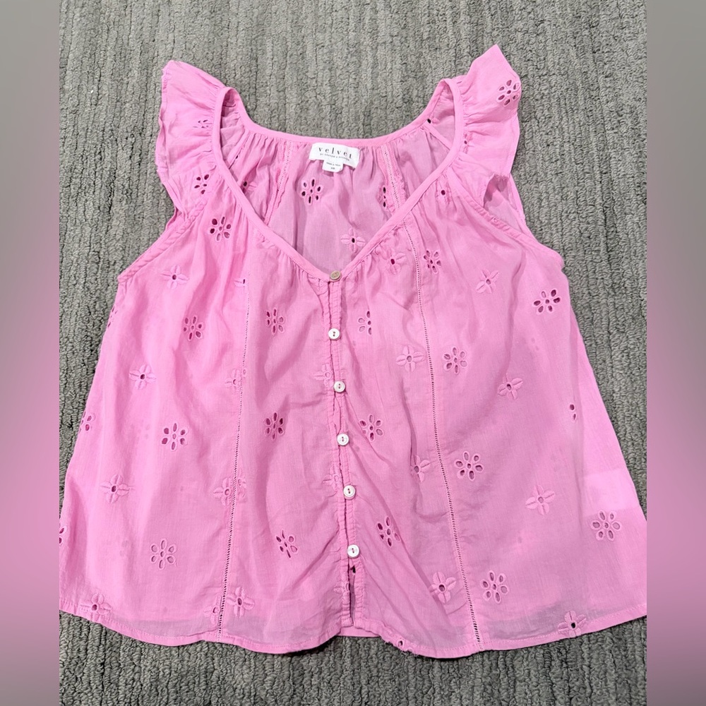 Velvet by Graham & Spencer Pink Ruffle Top - Picture 12 of 16